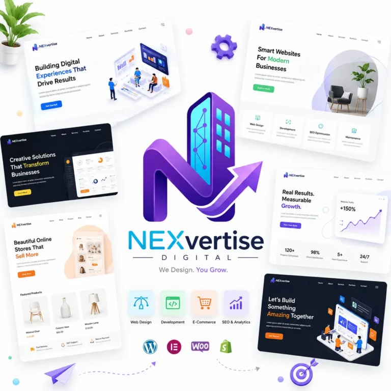 Home 16 WordPress web design services portfolio showcasing custom business websites, eCommerce stores, landing pages, and SEO-focused web design.